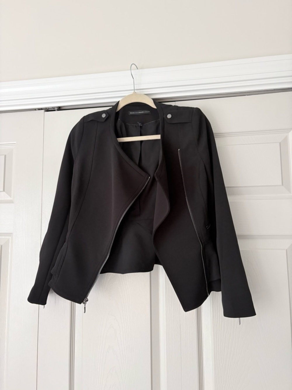 Women's Black Moto-Style Zip Blazer